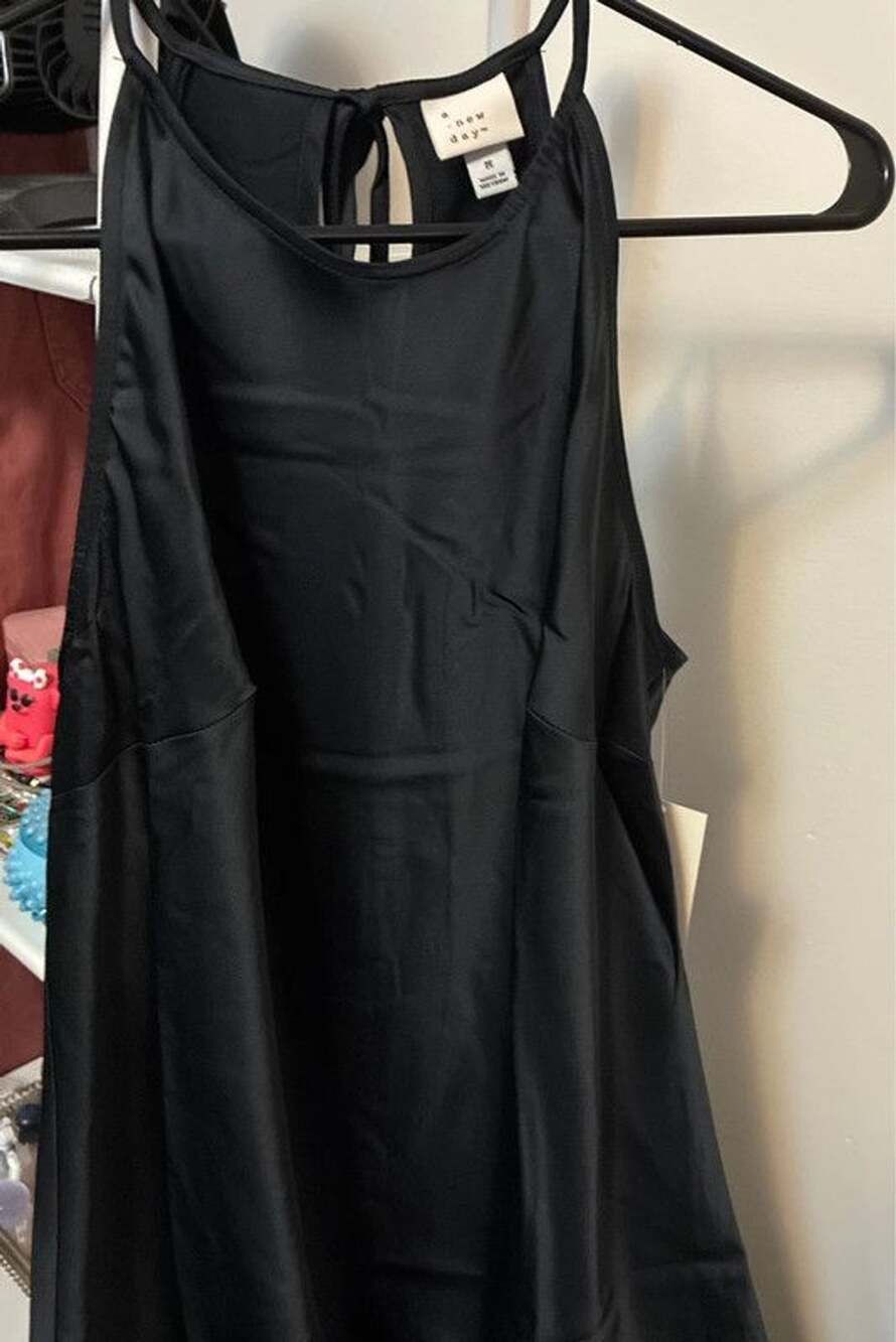 NWT women’s medium a new day black sleeveless silky long slip dress